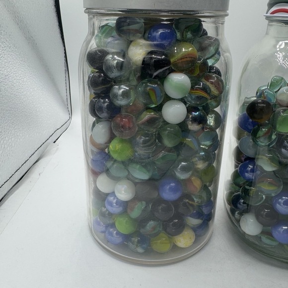 Lot Of 2 Jars Of Assorted Colourful Small Marbles. Fair Condition, Used. 11 Lbs. - Picture 3 of 9